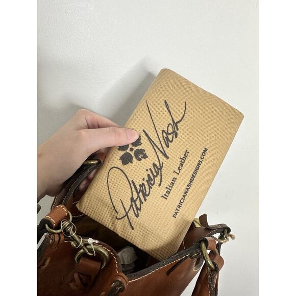 Patricia Nash Cognac Laser Cut Podesta Tooled Leather Satchel Hand Bag NEW - Picture 11 of 12